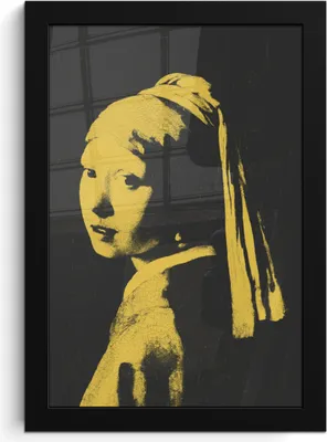 Produktbild von MuchoWow® MuchoWow® Gerahmtes Poster Mädchen mit einem Perlenohrring - Johannes Vermeer - Gelb 20x30 cm - Poster mit zchwarzem Bilderrahmen - Drucken - Bilder Poster im Rahmen
