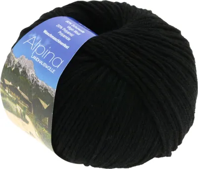 Immagine prodotto di Lana Grossa ALPINA LANDHAUSWOLLE 50 g Trachten maglia fine lana tradizionale 210 m colore 009 - Nero