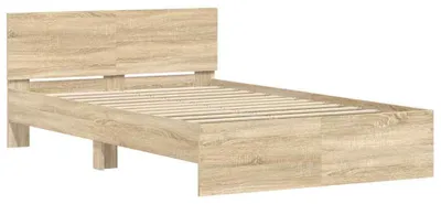 Obrázek produktu pro Rám postele vidaXL s čelem, barva Sonoma, 137 x 190 cm, materiál: dřevovláknitá deska