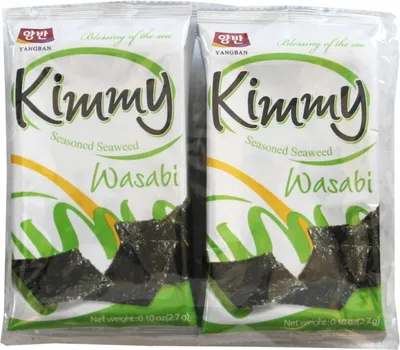 Immagine prodotto di [ 21,6 g ] KIMMY Alghe nori aromatizzate, essiccate e tostate con wasabi in polvere