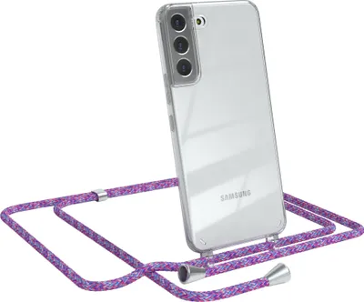 Produktbild von EAZY CASE Handykette kompatibel mit Samsung Galaxy S22 Plus 5G, Handyhülle mit Umhängeband, Handykordel, Schutzhülle Clear, Band in Bunt