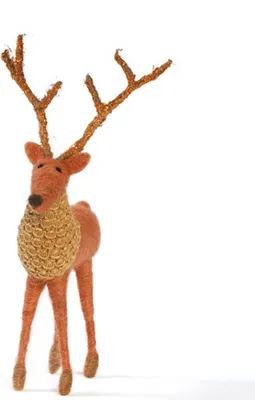 Produktbild von Aufsteller Rentier Elch gold Glitzer Figur braun Geweih Weihnachten 29cm Modell