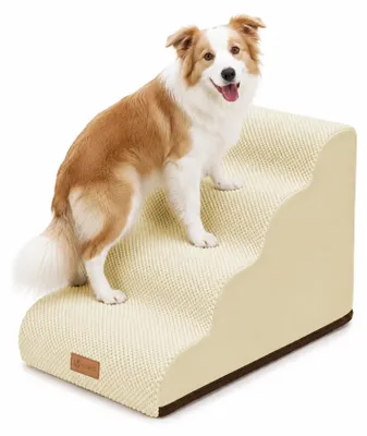 Produktbild von VOUNOT® Hundetreppe 4 Stufen für kleine Hunde & Katzen, Haustiertreppe aus hochd