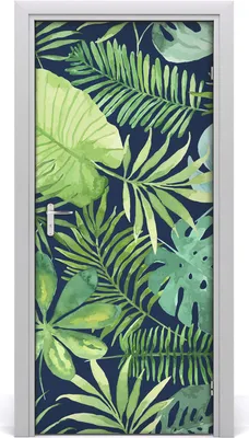 Produktbild von Tulup Türaufkleber 95x205 cm Dekorative Aufkleber Selbstklebend Wasserdichte Tapete Abnehmbar Schlafzimmer Wohnzimmer Wohnkultur - tropische Blätter