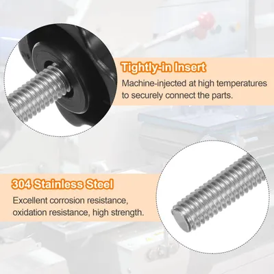 8x Sterngriff M6 x 70 mm, Edelstahl 304, 32 mm, schwarz