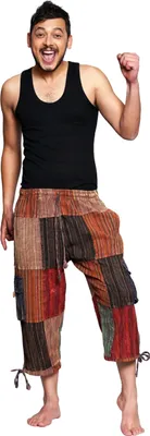 Produktbild von 3/4 lange Patchworkhose I Freizeithose für Herren I Schlupfhose mit Gummizug & Bindeband, M