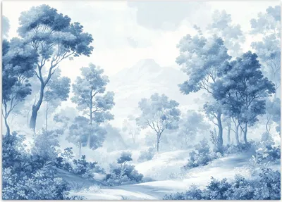 Produktbild von Vlies fototapete Straße durch den Wald 300x210 cm Feeby Blau inkl. Kleber einfache Montage