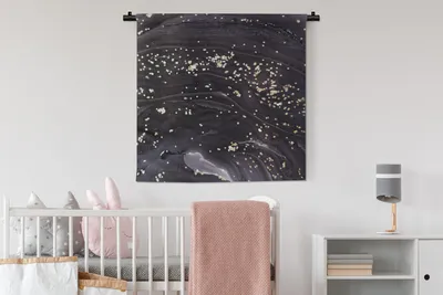 Produktbild von MuchoWow® Wandteppich Wandbehang Marmor - Schwarz - Gold - Grau 90x90 cm Tapisserie Dekoration Wandtuch - Wandaufhänger