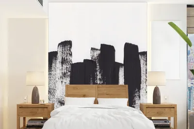 Produktbild von MuchoWow® Fototapete für Wohnzimmer oder Schlafzimmer Wandtapete Vinyl Motivtapete Farbe - Abstrakt - Schwarz - Weiß - 205x280 cm - Wandbild