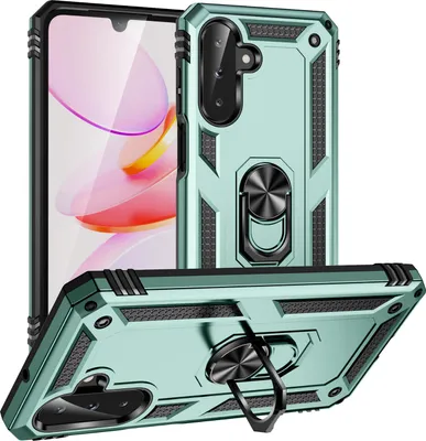 Image de Étui pour Samsung Galaxy A26 / A17 étui de protection militaire double couche avec support d'anneau et support vert