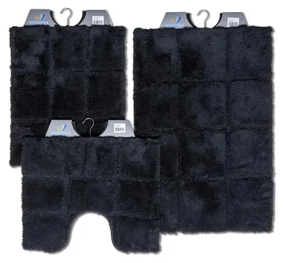 Productafbeelding van Badmat Set - Toiletemat en Bidet - Zwart - Antislip