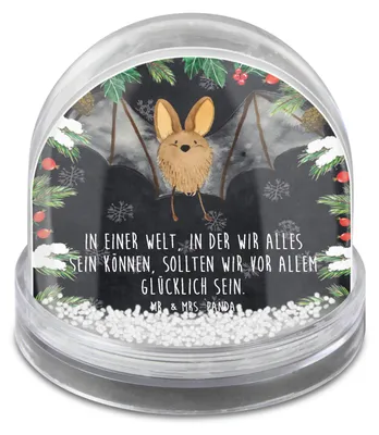 Produktbild von Mr. & Mrs. Panda Schneekugel Weihnachten Fledermaus Flügel - Kreidetafel - Geschenk, wasserkugel, dekoartikel, schnee kugel, Weihnachts, Lustige Sprüche