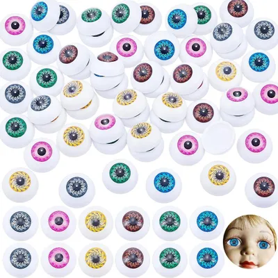 Produktbild von Sicherheitsaugen aus Kunststoff - 60 Stück in 6 Farben - Für DIY Bastelarbeiten und Plüschtierherstellung - 20x10.5 mm