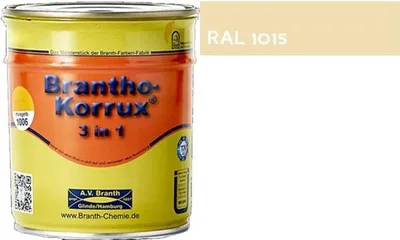 Produktbild von Brantho Korrux 3in1 Rostschutzfarbe RAL 1015 hellelfenbein seidenglänzend