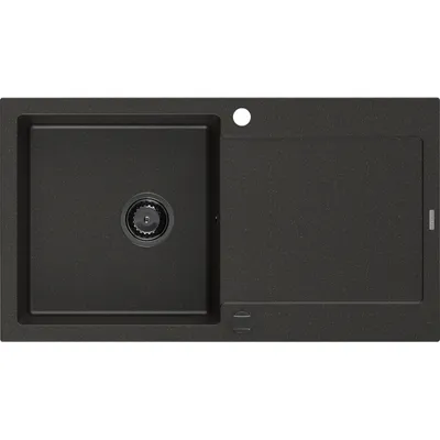 Obrázek produktu pro Mexen Leo 1-miskový granitový dřez s odkapávačem 900 x 500 mm, Černá/Zlatá kovová, sifon Černá - 6501901010-75-B