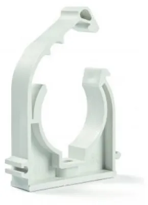 Obrázok produktu pre Príchytka na potrubie, s klipom, biely plast - 18mm