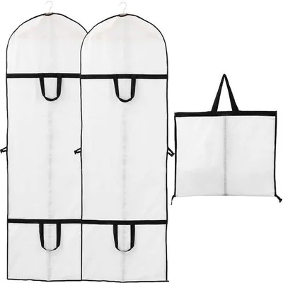 Obrázok produktu pre Priehľadný priedušný obal na oblečenie 60 x 180 cm, čierny, sada 2 ks
