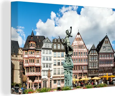 Obrázok produktu pre MuchoWow® - Plátno - Socha vo Frankfurte, nástenný obraz, nástenné dekorácie obrazy obývacia izba, 90x60cm
