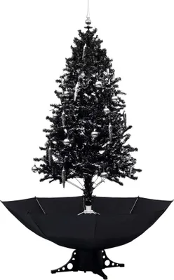 Produktbild von vidaXL Schneiender Weihnachtsbaum mit Schirmfuß Schwarz 190 cm PVC
