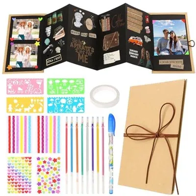 Produktbild von Fotoalbum - DIY Scrapbook - Fotobuch zum Selbstgestalten - 15 x 21 cm - Mit Zubehör - Hardcover - Schwarz
