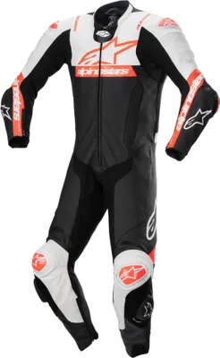 Produktbild von Alpinestars Missile V2 Ward perforierte 1-Teiler Motorrad Lederkombi, schwarz/weiß/neon-rot, 56