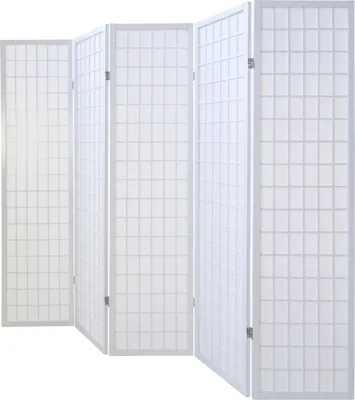 Image de 5 Panneaux Shoji Paravent Japonais Bois Blanc Séparateur de Pièce
