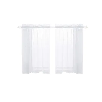 Produktbild von 2er Set Gardine Wasserdicht Halbtransparent, Gardine Kurz doppelt Stangendurchzug Leinenoptik für Küche Cafe Restaurant Schlafzimmer,B85xH61cm Weiß