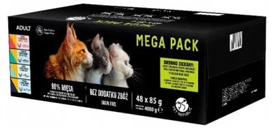Zdjęcie produktu dla PETREPUBLIC Mega Pack Łosoś, Kurczak, Tuńczyk, Dorsz, Pstrąg Box - mokra karma dla kota - 48x85g