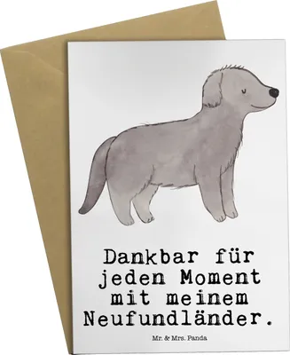 Produktbild von Mr. & Mrs. Panda Glückwunschkarte Neufundländer Moment - Weiß - Geschenk, osterkarten, einladungskarten, hochzeitskarten, weihnachtskarten, babykarte, Newfoundland