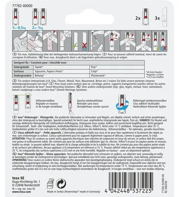 Produktbild von TESA 77782, Drinnen, Hilfshaken, Rot, Weiß, Klebestreifen, 0,5 kg, Putz
