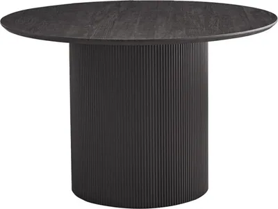 Image de Table à manger ronde VAGOS effet bois brun foncé, idéal pour une salle à manger conviviale