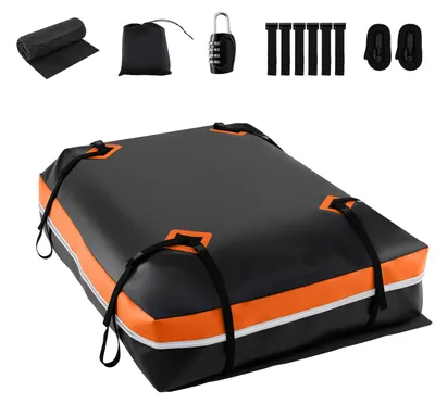 Produktbild von KOMFOTTEU 600L Auto Dachbox, wasserfester Dachkoffer mit 10 breiten Gurten, 6 Türhaken, rutschfester Unterseite, Tragetasche, Zahlenschloss, faltbare Dachtasche für Reisen und Gepäcktransport