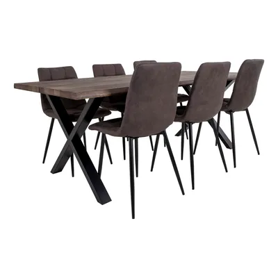 Image de Tony Salle à manger, 1 table à manger et 6 chaises, brun foncé et chêne.