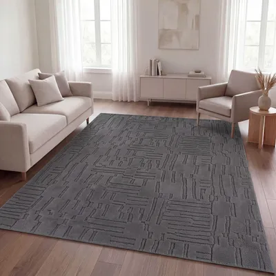 Produktbild von TT Home Wohnzimmer Teppich Schlafzimmer Hochflor Waschbar Skandinavisches Design Geometrisch Abstrakt Boho Stil Einfarbig 3D Größe 200x280 cm