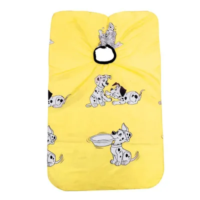 Imagen del producto de Delantal para niños en la peluquería – Bata con diseño de dibujos animados para cortar el pelo de niños, protección para cortar y teñir el cabello, accesorio para salones de belleza, color amarillo