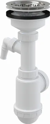 Produktbild von Alcadrain Spülbeckensiphon mit einem Edelstahlgitter DN 115 und einem Geräteanschluss