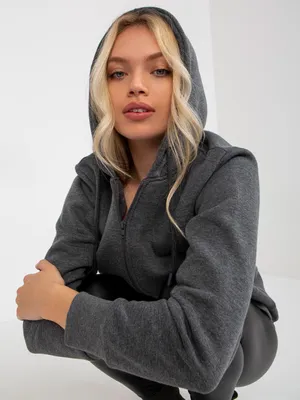 Produktbild von Rue Paris Damen-Kapuzenpulli mit Kapuze Brongaine grau S/M