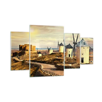 Produktbild von Bilder auf glas - Windmühle andalusien landschaft - 160x90cm - Glasbilder - Wandbilder - Kunstdruck - zum Aufhängen bereit - Wanddekoration aus Glas - Glas Bilder - Wandbild auf Glas - GDL160x90-2729