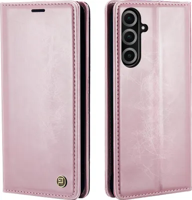 Produktbild von Handyhülle für Samsung Galaxy A26 5G Kunstleder Flip Vintage Cover Hülle RFID Schutz Case Kartenfach Farbe: Rosa
