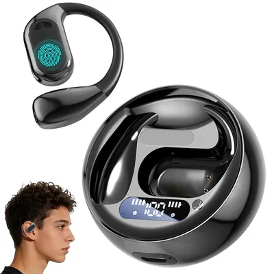 Produktbild von AI Übersetzung Kopfhörer, Bluetooth 5.4 TWS Headset M76 mit Sprachübersetzung, Aufnahme-zu-Text, ENC, Type-C, Schwarz