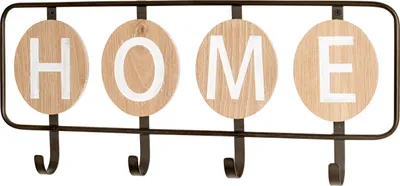 Produktbild von HAKU Wandgarderobe eiche, schwarz - MDF, Metall, B/H/T: 50x22x5 cm