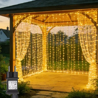 LED-Lichtvorhang 600 LEDs 6x3 m IP65 8 Modi Timer Warmweiß