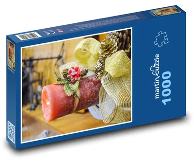 Obrázok produktu pre Puzzle 1000 Vianočná sviečka s dekoráciou - martinpuzzle