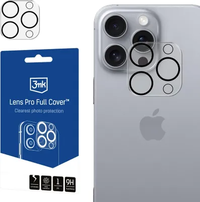 Obrázok produktu pre 3MK Lens Pro Full Cover, Apple, iPhone 16 Pro Max, iPhone 16 Pro, Odolné proti poškriabaniu, Priehľadná, 1 kusov