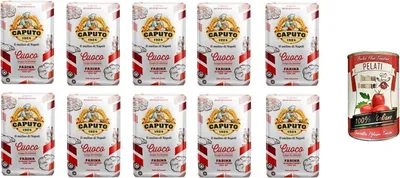 Produktbild von TESTPAKET Caputo Cuoco Mehl 1Kg - Karton 10 Stück + Italian Gourmet 100% italienische geschälte Tomaten dosen 1 x 400g
