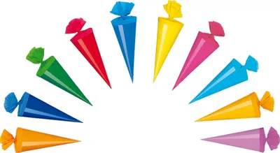 Produktbild von 10 Deko Schultüten / Länge: 20cm / 10 verschiedene Farben