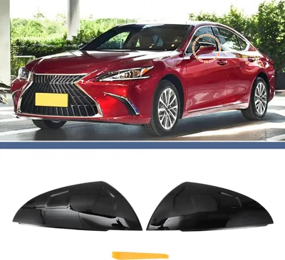 Image de ABS Gauche Droite Rétroviseur Couvercle Capuchon Remplacement Brillant Noir pour Lexus ES 2018-2023 avec Klaxons Rétroviseur Protection Couvercle