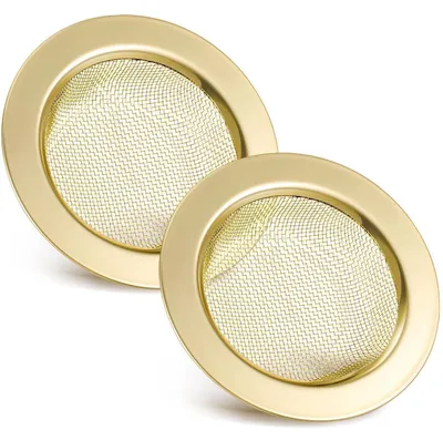 Productafbeelding van Spoelbakzeef, roestvrij staal, goudkleurig, 2 stuks, fijnmazig, diameter 11,2 cm
