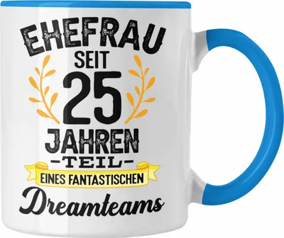 Produktbild von Trendation - Ehefrau 25 Jahre Jahrestag Silberne Hochzeit Jubiläum Hochzeitstag Geschenk Tasse Silberhochzeit Geschenke (Blau)