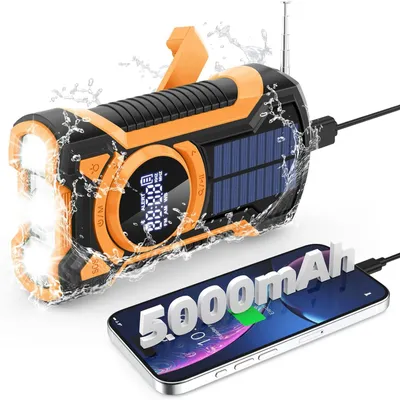 Produktbild von Tekoo Kurbelradio Solar Notfallradio 5000mAh Powerbank mit LED Taschenlampe